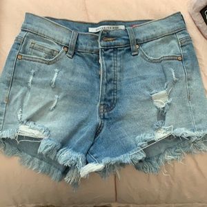 celebrity pink jean distressed jean shorts